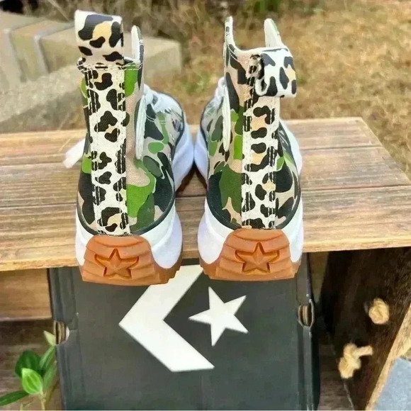 NEW CONVERSE Run Star Hike Chuck Taylor All Stat CUTE Camo & Leppard/cheetah - Picture 10 of 16